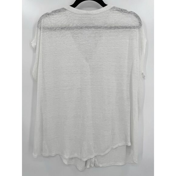 J. JILL Love Linen Pure Linen White Burnout Button Down Top Size M - Picture 3 of 5
